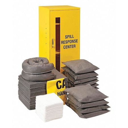 Spill Kit, 23 gal Volume Absorbed per Kit, Wall Cabinet, Yellow, 151 MPN:SPKU-WCAB