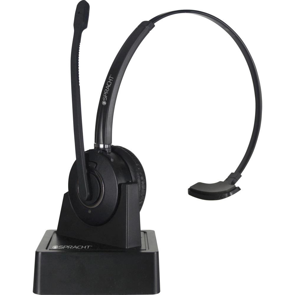 Spracht ZUM COMBO Bluetooth/USB Wireless Headset + Base - Mono - Wireless - Bluetooth - 33 ft - 32 Ohm - 300 Hz - 3.40 kHz - Over-the-head - Monaural - Supra-aural - Noise Cancelling, Noise Reduction, Echo Cancelling, Uni-directional Microphone - Black MP