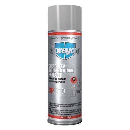Mildew and Water Resistant Silicone Sealant, 8 oz, Clear, Temp Range 80 to 450 Degrees F MPN:S00010000