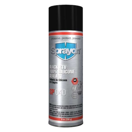 Mildew and Water Resistant Silicone Sealant, 8 oz, Black, Temp Range 80 to 450 Degrees F MPN:S00040000