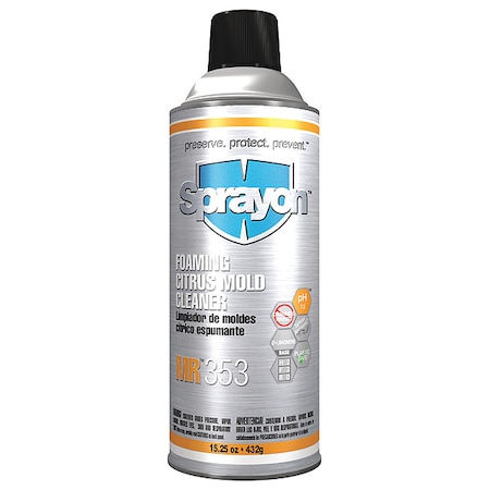 Foaming Citrus Mold Cleaner, Mold Release Cleaner, 15.25 oz, Aerosol Can MPN:S00353000