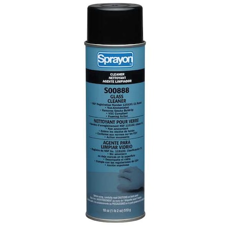 Liquid Glass Cleaner, White, Unscented, 18 oz, Aerosol Can MPN:SC0888000