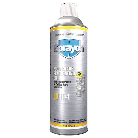Penetrating Lubricant, 16 oz, Aerosol Spray Can, Synthetic Oil Base, 475 Degrees F Max Op Temp, H1- Food Grade, Colorless MPN:S00104000
