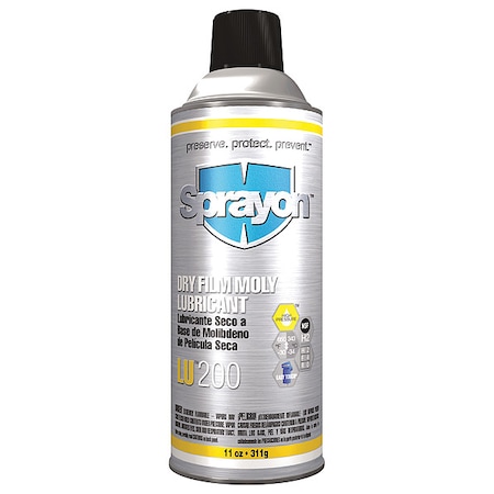 General Purpose Dry Lubricant, Dry Film Moly, H2 No Food Contact, 11 oz, Aerosol Can, Black MPN:SC0200000