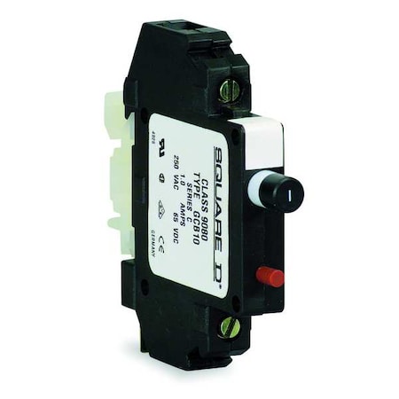 Thermal Magnetic Circuit Protector, NEMA TERMINAL BLOCKS Series, 1A, 1 Pole, 250V AC MPN:9080GCB10