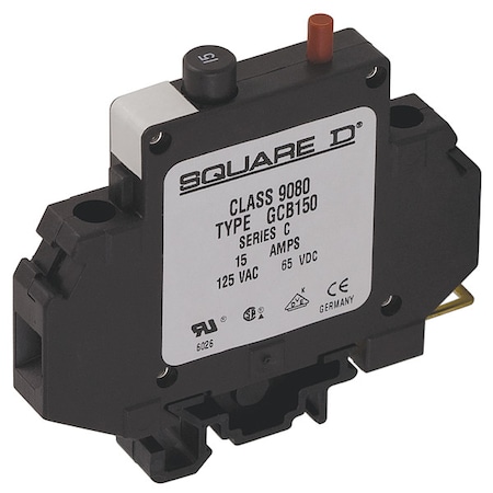 Thermal Magnetic Circuit Protector, NEMA TERMINAL BLOCKS Series, 15A, 1 Pole, 250V AC MPN:9080GCB150