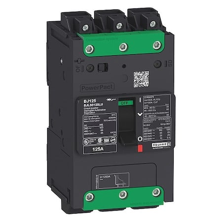 Molded Case Circuit Breaker, POWERPACT B Series, 45A, 3 Pole, 347/600V AC, 25kA at 240V AC, B Curve MPN:BDL36045LU