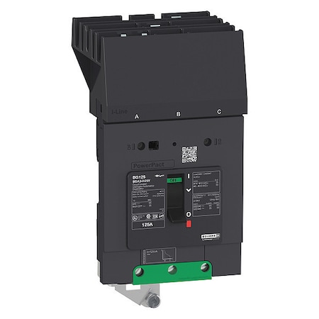 Molded Case Circuit Breaker, POWERPACT B Series, 125A, 3 Pole, 277/480V AC, 65kA at 240V AC MPN:BGA34125Y