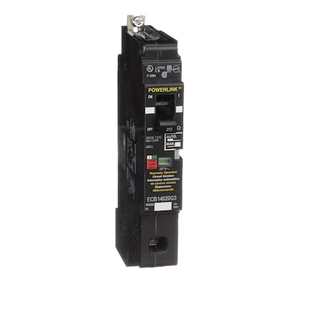 Molded Case Circuit Breaker, POWERLINK Series, 20A, 1 Pole, 277/480V AC, 65kA at 120V AC MPN:ECB14020G3