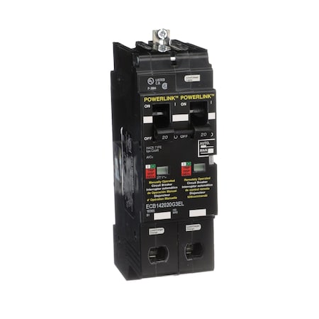 Molded Case Circuit Breaker, POWERLINK Series, 20A, 1 Pole, 277/480V AC, 65kA at 240V AC MPN:ECB142020G3EL