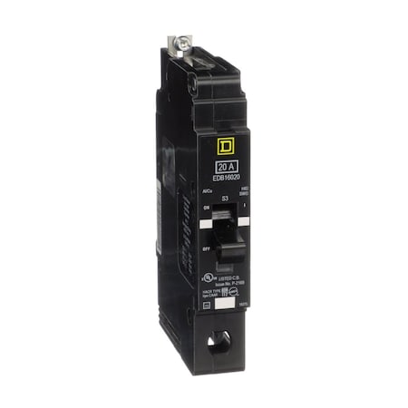 Miniature Circuit Breaker, E FRAME Series, 20A, 1 Pole, 600V AC, 25kA at 120V AC MPN:EDB16020