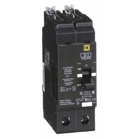 Miniature Circuit Breaker, E FRAME Series, 30A, 2 Pole, 277/480V AC, 25kA at 120V AC MPN:EDB24030