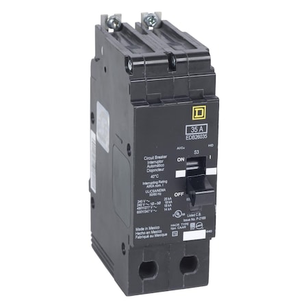 Miniature Circuit Breaker, E FRAME Series, 50A, 2 Pole, 600V AC, 25kA at 120V AC MPN:EDB26050