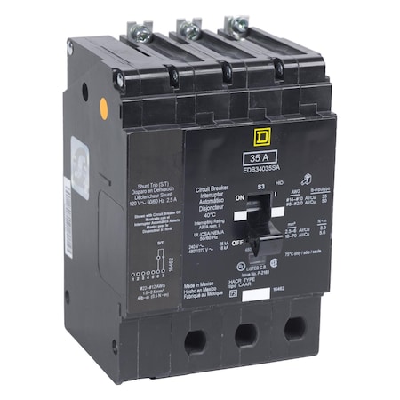 Miniature Circuit Breaker, E FRAME Series, 60A, 3 Pole, 277/480V AC, 25kA at 120V AC MPN:EDB34060AABA