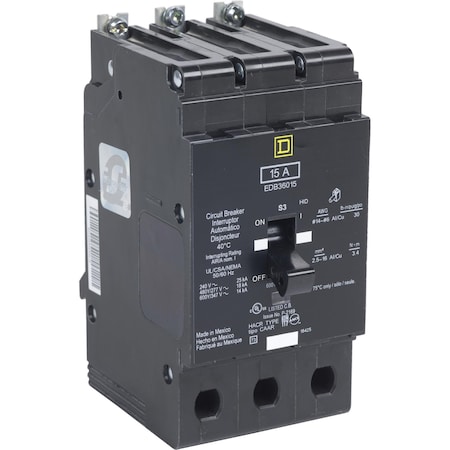 Miniature Circuit Breaker, E FRAME Series, 25A, 3 Pole, 600V AC, 25kA at 120V AC MPN:EDB36025