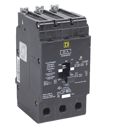 Miniature Circuit Breaker, E FRAME Series, 60A, 3 Pole, 600V AC, 25kA at 120V AC MPN:EDB36060