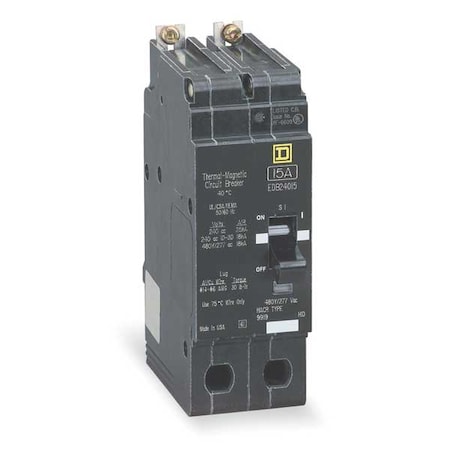 Miniature Circuit Breaker, E FRAME Series, 15A, 2 Pole, 277/480V AC, 65kA at 120V AC MPN:EGB24015