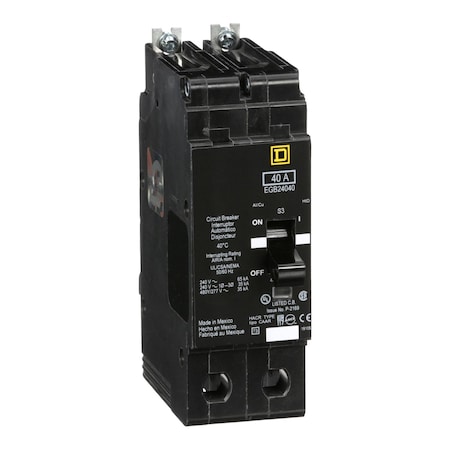 Miniature Circuit Breaker, E FRAME Series, 40A, 2 Pole, 277/480V AC, 65kA at 120V AC MPN:EGB24040