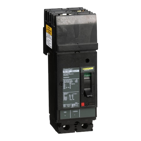 Molded Case Circuit Breaker, POWERPACT H Series, 100A, 2 Pole, 600V AC, 25kA at 240V AC MPN:HDA261001