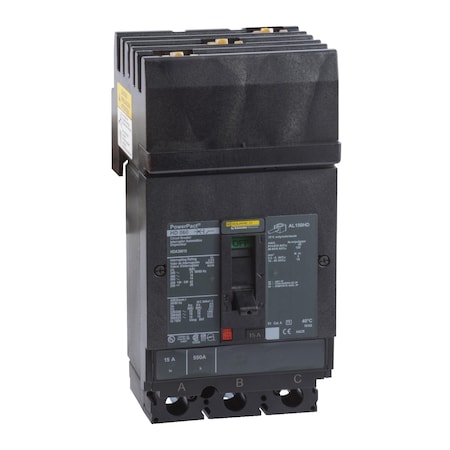 Molded Case Circuit Breaker, POWERPACT H Series, 15A, 3 Pole, 600V AC, 25kA at 240V AC MPN:HDA36015