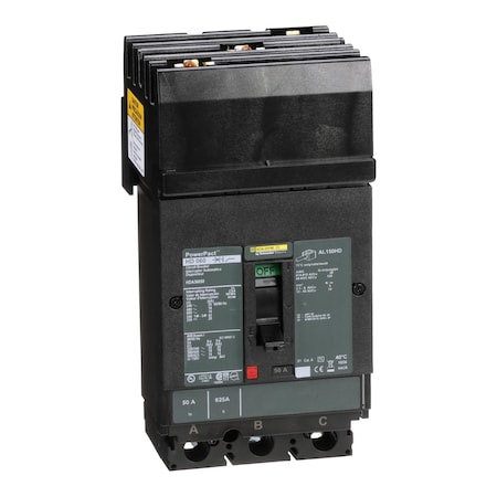 Molded Case Circuit Breaker, POWERPACT H Series, 50A, 3 Pole, 600V AC, 25kA at 240V AC MPN:HDA36050