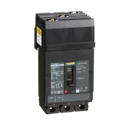 Molded Case Circuit Breaker, POWERPACT H Series, 100A, 3 Pole, 600V AC, 25kA at 240V AC MPN:HDA36100