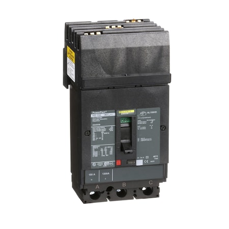 Molded Case Circuit Breaker, POWERPACT H Series, 150A, 3 Pole, 600V AC, 25kA at 240V AC MPN:HDA36150