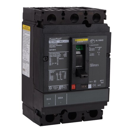 Molded Case Circuit Breaker, POWERPACT H Series, 70A, 3 Pole, 600V AC, 25kA at 240V AC MPN:HDF36070SN