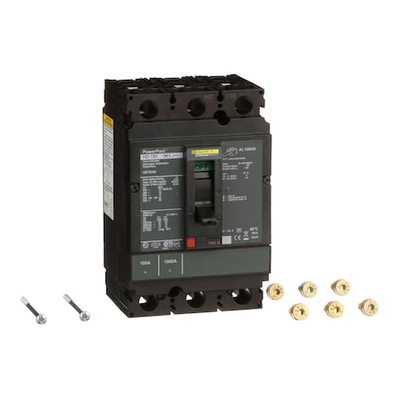 Molded Case Circuit Breaker, POWERPACT H Series, 100A, 3 Pole, 600V AC, 25kA at 240V AC MPN:HDF36100