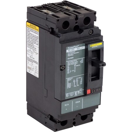 Molded Case Circuit Breaker, POWERPACT H Series, 35A, 2 Pole, 600V AC, 25kA at 240V AC MPN:HDL26035