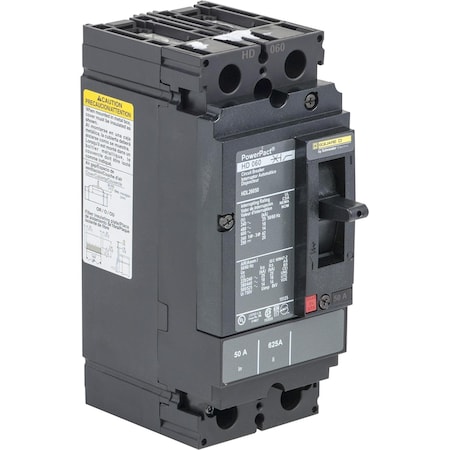 Molded Case Circuit Breaker, POWERPACT H Series, 45A, 2 Pole, 600V AC, 25kA at 240V AC MPN:HDL26045