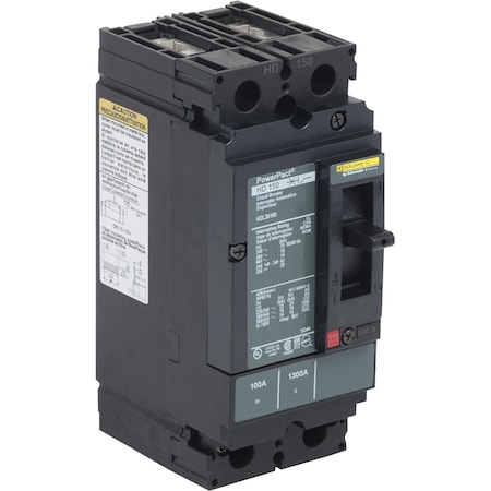 Molded Case Circuit Breaker, POWERPACT H Series, 90A, 2 Pole, 600V AC, 25kA at 240V AC MPN:HDL26090