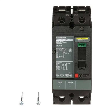 Molded Case Circuit Breaker, POWERPACT H Series, 150A, 2 Pole, 600V AC, 25kA at 240V AC MPN:HDL26150