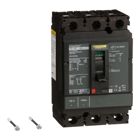 Molded Case Circuit Breaker, POWERPACT H Series, 125A, 3 Pole, 600V AC, 25kA at 240VAC MPN:HDL36125SA