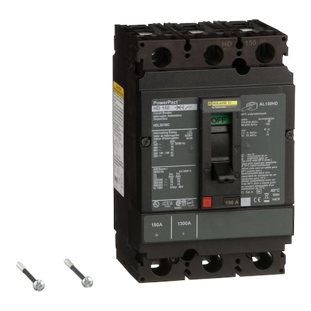Molded Case Circuit Breaker, POWERPACT H Series, 150A, 3 Pole, 600V AC, 25kA at 240VAC MPN:HDL36150C