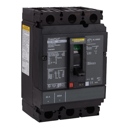 Molded Case Circuit Breaker, POWERPACT H Series, 125A, 3 Pole, 600V AC, 25kA at 240V AC MPN:HDM36125C