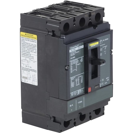 Molded Case Circuit Breaker, POWERPACT H Series, 50A, 3 Pole, 600V AC, 65kA at 240V AC MPN:HGL36050C