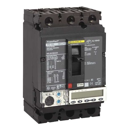 Molded Case Circuit Breaker, POWERPACT H Series, 100A, 3 Pole, 600V AC, 65kA at 240V AC MPN:HGL36100U44X