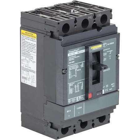 Molded Case Circuit Breaker, POWERPACT H Series, 150A, 3 Pole, 600V AC, 65kA at 240V AC MPN:HGL36150C