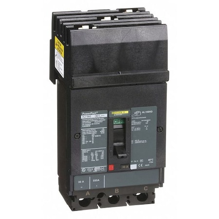 Molded Case Circuit Breaker, POWERPACT H Series, 30A, 3 Pole, 600V AC, 100kA at 240VAC MPN:HJA36030