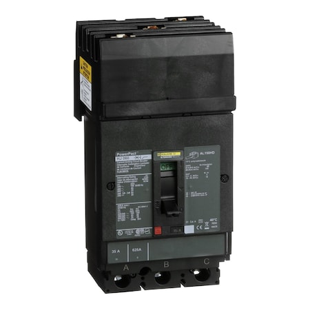 Molded Case Circuit Breaker, POWERPACT H Series, 35A, 3 Pole, 600V AC, 100kA at 240VAC MPN:HJA36035
