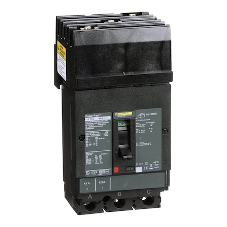 Molded Case Circuit Breaker, POWERPACT H Series, 45A, 3 Pole, 600V AC, 100kA at 240VAC MPN:HJA36045