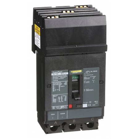 Molded Case Circuit Breaker, POWERPACT H Series, 150A, 3 Pole, 600V AC, 100kA at 240VAC MPN:HJA36150