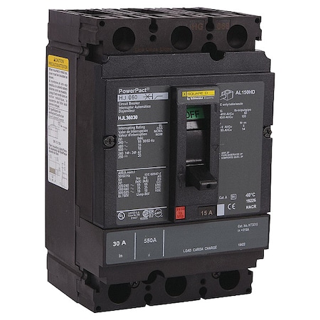 Molded Case Circuit Breaker, POWERPACT H Series, 30A, 3 Pole, 600V AC, 100kA at 240VAC MPN:HJL36030