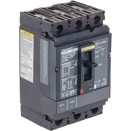 Molded Case Circuit Breaker, POWERPACT H Series, 50A, 3 Pole, 600V AC, 100kA at 240V AC MPN:HJL36050C