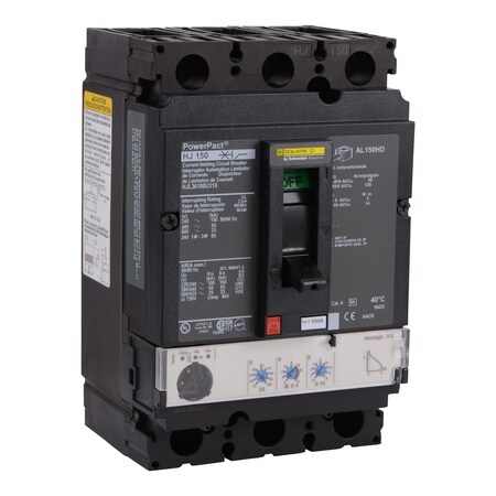 Molded Case Circuit Breaker, POWERPACT H Series, 100A, 3 Pole, 600V AC, 100kA at 240V AC MPN:HJL36100U31X
