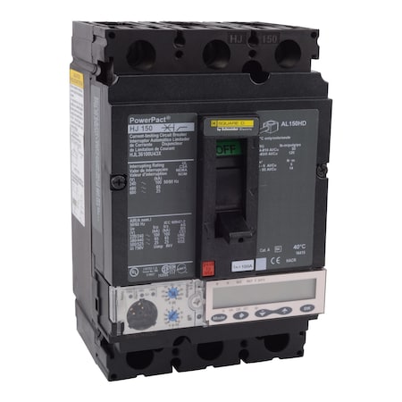 Molded Case Circuit Breaker, POWERPACT H Series, 100A, 3 Pole, 600V AC, 100kA at 240V AC MPN:HJL36100U43X