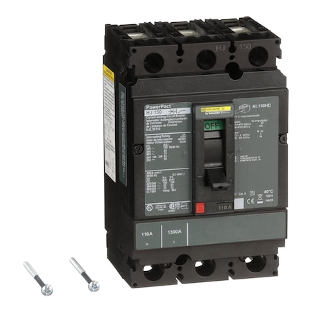 Molded Case Circuit Breaker, POWERPACT H Series, 110A, 3 Pole, 600V AC, 100kA at 240VAC MPN:HJL36110