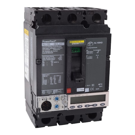Molded Case Circuit Breaker, POWERPACT H Series, 150A, 3 Pole, 600V AC, 100kA at 240V AC MPN:HJL36150U43X