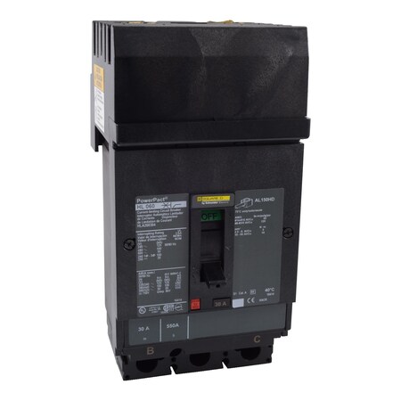 Molded Case Circuit Breaker, POWERPACT H Series, 50A, 3 Pole, 600V AC, 125kA at 240V AC MPN:HLA36050